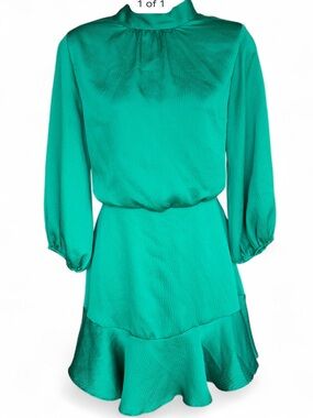 Vicki Apple Green Ruffle Hem Dress